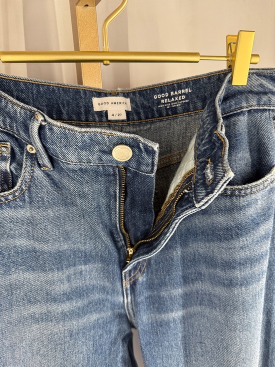 Good American Good Barrel Relaxed High Rise Wide Tapered Denim Jeans 4 27w/32L - Picture 13 of 17